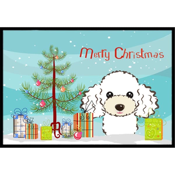 Carolines Treasures Christmas Tree and White Poodle Indoor or Outdoor Mat- 18 x 27 BB1629MAT - main